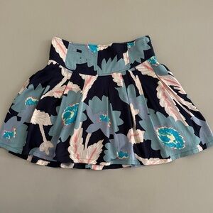 Free People Navy Floral Circle Skirt with Teal & Cream Accents Summer Outdoors